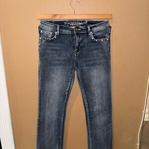 Platinum Plush Studded Blue Skinny Jeans